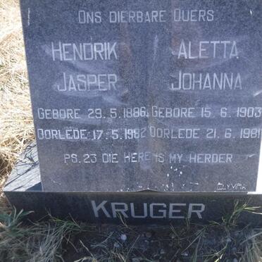 KRUGER Hendrik Jasper 1886-1982 &amp; Aletta Johanna 1903-1981