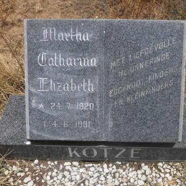 KOTZE Martha Catharina Elizabeth 1920-1991