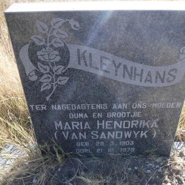 KLEYNHANS Maria Hendrika nee VAN SANDWYK 1903-1979