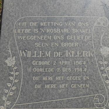 KLERK Willem, de 1964-1984