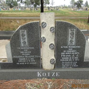 KOTZE Frans J.J. 1910-1973 &amp; Johanna Magrietha 1915-1978