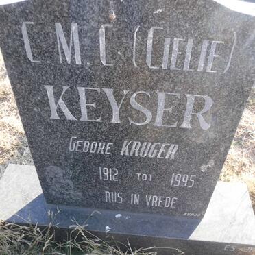 KEYSER C.M.C. nee KRUGER 1912-1995