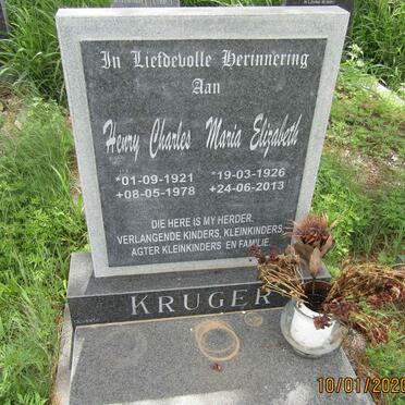 KRUGER Henry Charles 1921-1978 &amp; Maria Elizabeth 1926-2013