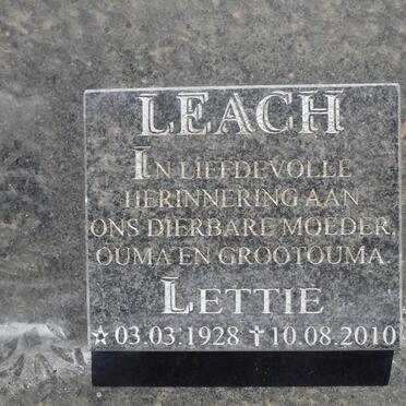 LEACH H.W. 1921-2002 &amp; Lettie 1928-2010