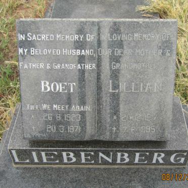 LIEBENBERG Boet 1923-1971 &amp; Lillian 1917-1995