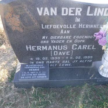 LINDE Hermanus Carel, van der 1930-1995 :: VAN DER LINDE Hennie 1962-2000