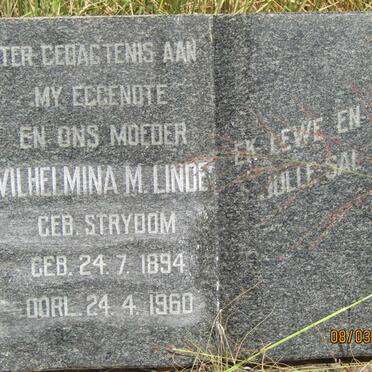 LINDE Wilhelmina M. STRYDOM 1894-1960