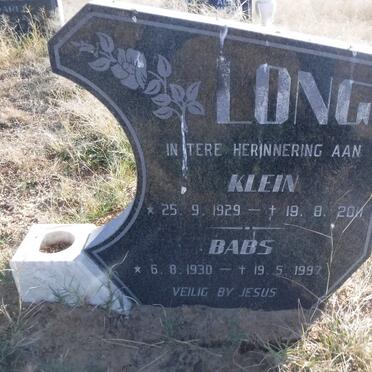 LONG Klein 1929-2011 &amp; Babs 1930-1997