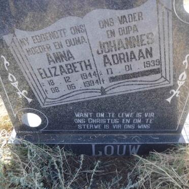 LOUW Johannes Adriaan 1939- &amp; Anna Elizabeth 1944-1994