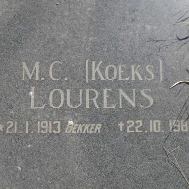 LOURENS M.C. nee BEKKER 1913-1981