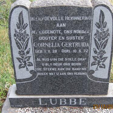 LUBBE Cornelia Gertruida 1928-1972