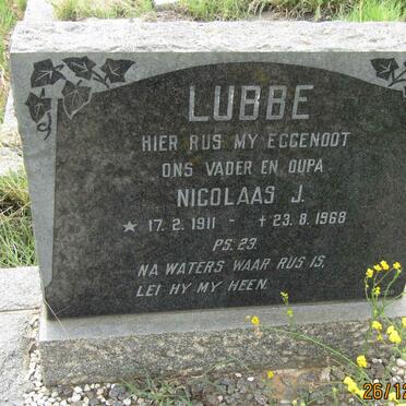 LUBBE Nicolaas J. 1911-1968