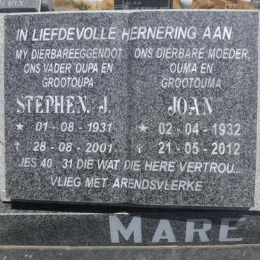 MARE Stephen J. 1931-2001 &amp; Joan 1932-2012