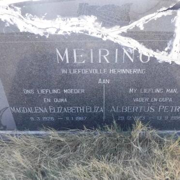 MEIRING Albertus Petrus 1923-1986 &amp; Magdalena Elizabeth Eliza 1926-1987