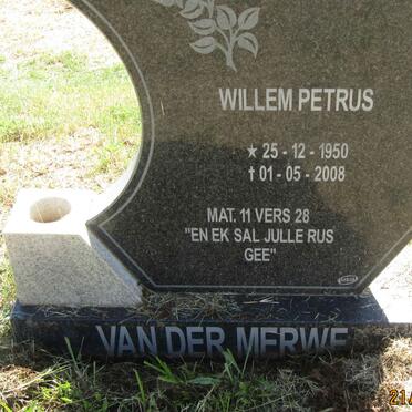MERWE Willem Petrus, van der 1950 - 2008