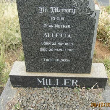 MILLER Alletta 1878-1969