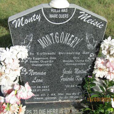 MONTGOMERY Norman Leon 1937-2013 &amp; Jacoba Martina Frederika KRU? 1941-
