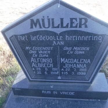 MULLER Alfonso Albrech 1911-1982 &amp; Magdalena Johanna 1915-1998