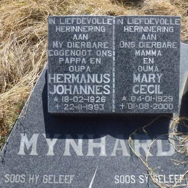 MYNHARDT Hermanus Johannes 1926-1993 &amp; Mary Cecil 1929-2000