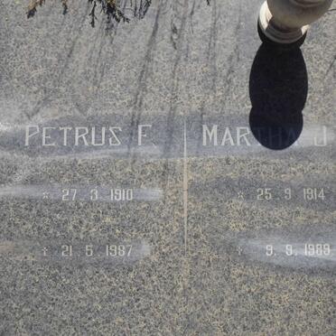MYNHARDT Petrus F. 1910-1987 &amp; Martha J.A. 1914-1989