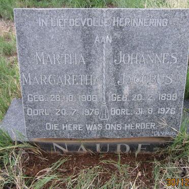 NAUDE Johannes Jacobus 1899-1976 &amp; Martha Margaretha 1906-1976