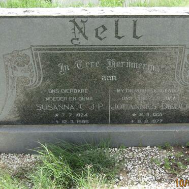 NELL Johannes Diederick 1921-1977 &amp; Susanna C.J.P. 1924-1995