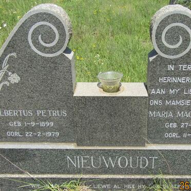 NIEUWOUDT Albertus Petrus 1899-1979 &amp; Maria Magaretha 1906-1966