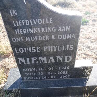 NIEMAND Louise Phyllis 1946-2002