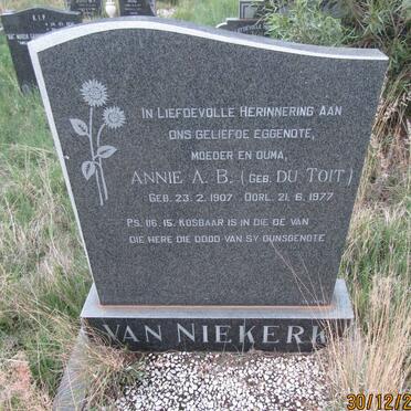NIEKERK Annie A.B., van nee DU TOIT 1907-1977