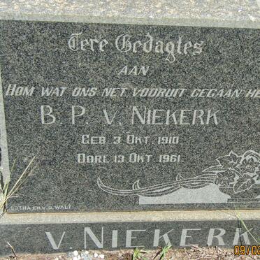NIEKERK B.P., v. 1910-1961