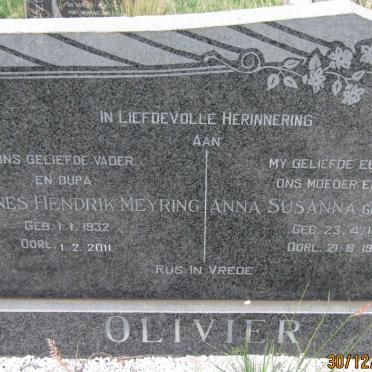OLIVIER Johannes Hendrik Meyring 1932-2011 &amp; Anna Susanna CLAASSEN 1931-1977