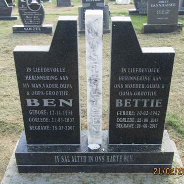 OOSTHUYSEN Ben 1934-2007 &amp; Bettie 1942-2017