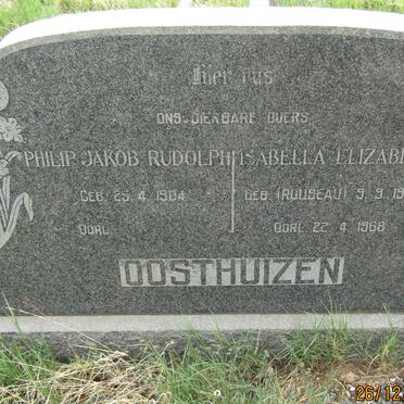 OOSTHUIZEN Philip Jakob Rudolph 1904- &amp; Isabella Elizabeth ROUSEAU 1905-1968
