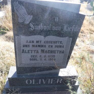 OLIVIER Aletta Magrietha 1939-1984