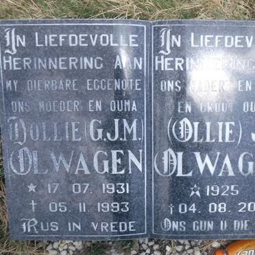 OLWAGEN J.H. 1925-2007 &amp; G.J.M. 1931-1993