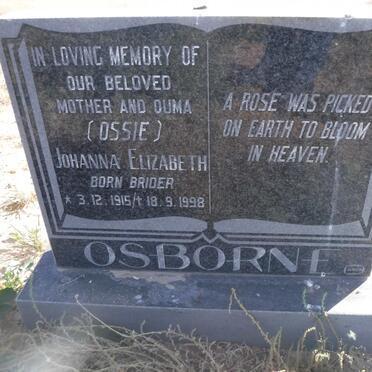 OSBORNE Johanna Elizabeth nee BRIDER 1915-1998