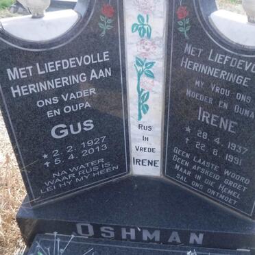 OSHMAN Gus 1927-2013 &amp; Irene 1937-1991