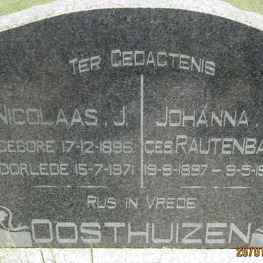 OOSTHUIZEN Nicolaas J. 1896-1971 &amp; Johanna C. RAUTENBACH 1897-1963