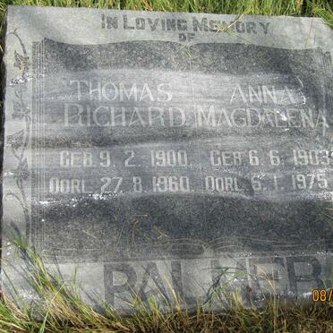 PALMER Thomas Richard 1900-1960 &amp; Anna Magdalena 1903-1975
