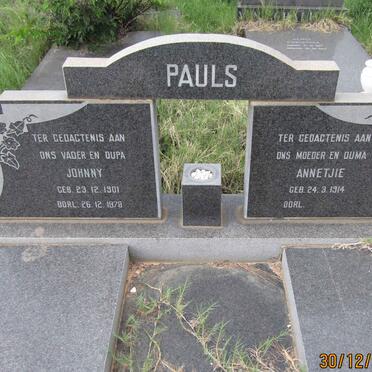 PAULS Johnny 1901-1978 &amp; Annetjie 1914 -