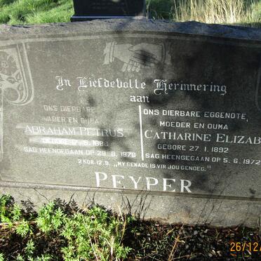 PEYPER Abraham Petrus 1888-1978 &amp; Catharine Elizabeth 1892-1972