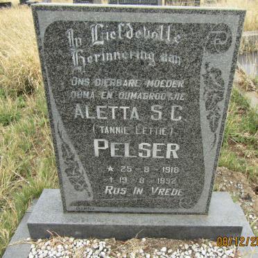 PELSER Aletta S.C. 1918-1992