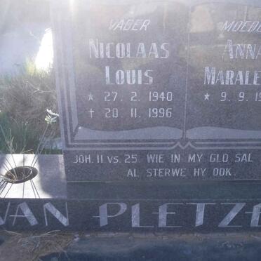 PETZEN Nicolaas Louis, van 1940-1996 &amp; Anna Maraleen 1940 -