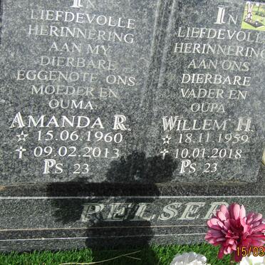 PELSER Willem H. 1959-2018 &amp; Amanda R. 1960-2013