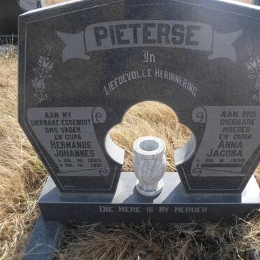 PIETERSE Hermanus Johannes 1923-1991 &amp; Anna Jacoba 1930-
