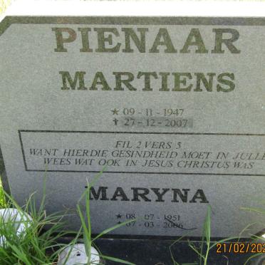 PIENAAR Martiens 1947-2007 &amp; Maryna 1951-2006