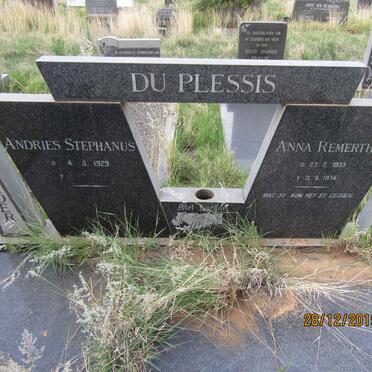 PLESSIS Andries Stephanus, du 1929 -  &amp; Anna Remertha 1935-1974
