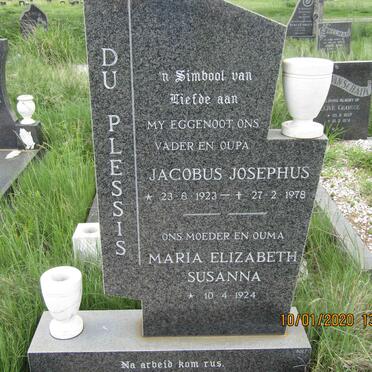 PLESSIS Jacobus Josephus, du 1923-1978 &amp; Maria Elizabeth Susanna 1924 -