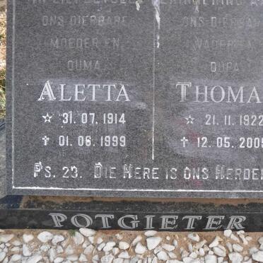 POTGIETER Thomas 1922-2005 &amp; Aletta 1914-1999