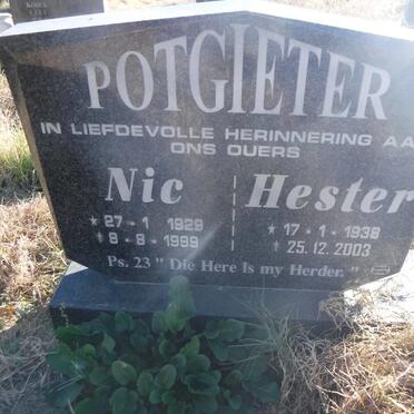 POTGIETER Nic 1929-1999 &amp; Hester 1938-2003
